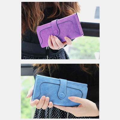 Long Wallet For Women Solid Color Multiple Slot Daily Purse