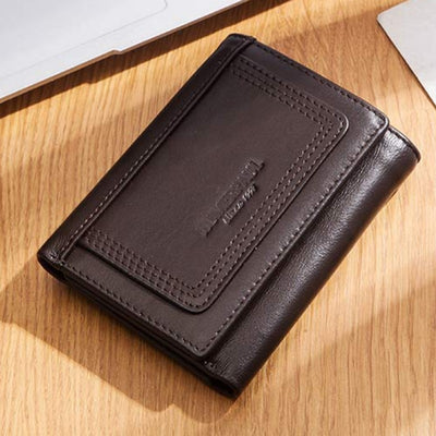 Trifold Roomy Leather Wallet RFID Blocking Anti-theft Wallet