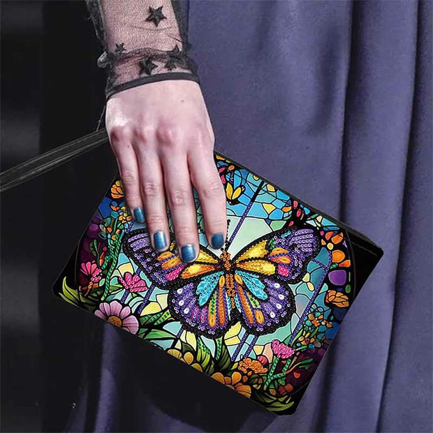 Diamond Coin Purse Zip Wallet DIY Butterfly Diamond Wristlet Bag