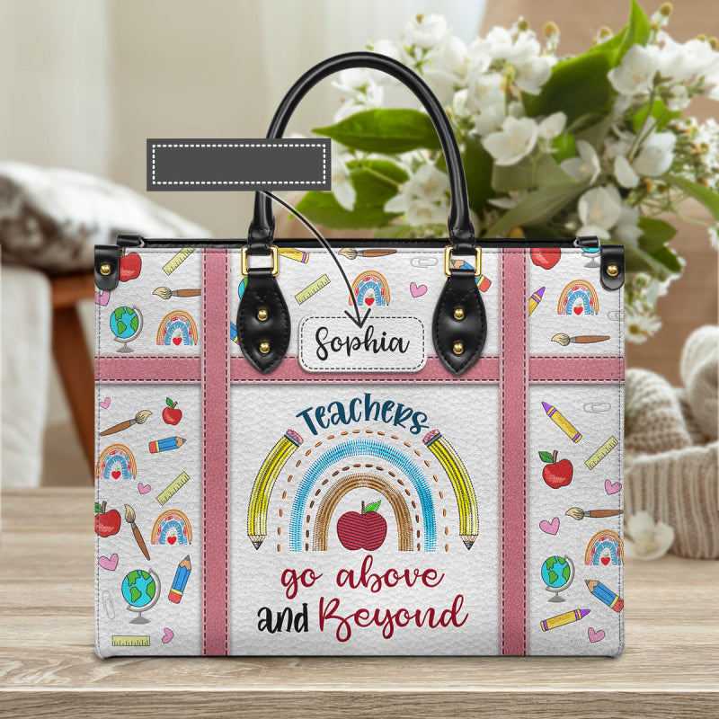 Custom Name Tote For Women Teachers Go Above And Beyond