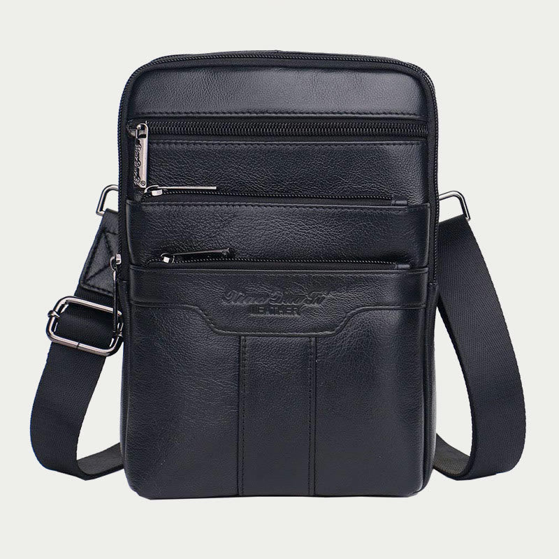 Messenger Bag For Men Three Styles Pockets Leather Crossbody Bag