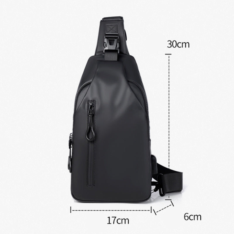 Multipurpose Waterproof Sling Bag Chest Bag for Men with USB Charger