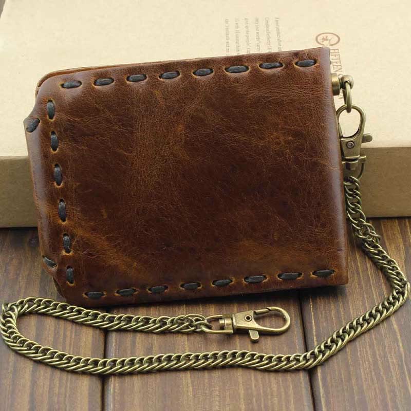 Retro Cowhide Leather Bifold Wallet Credit Card Holder for Men