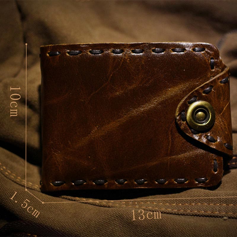 Retro Cowhide Leather Bifold Wallet Credit Card Holder for Men