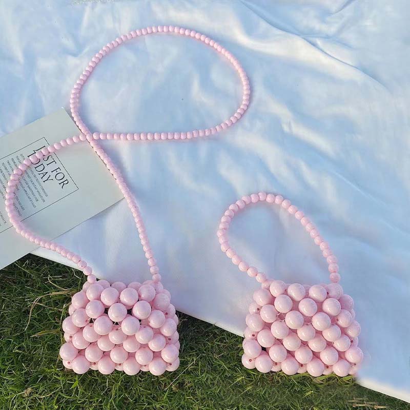 Mini Beaded Braided Bag For Girls Cute Crossbody Handbag