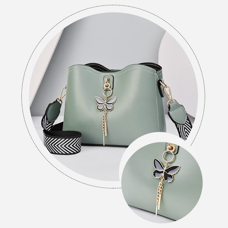 <Shipped within 24 hours> Women Plain Color Butterfly Leather Shoulder Bag