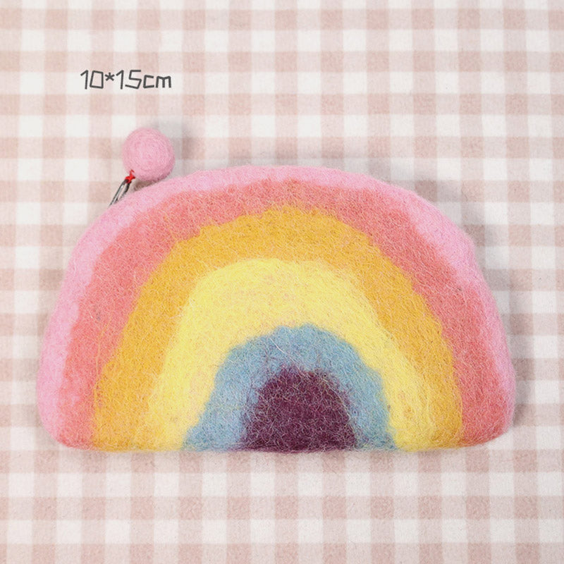 Cute Rainbow Wallet Soft Wool Felt Storage Purse For Women