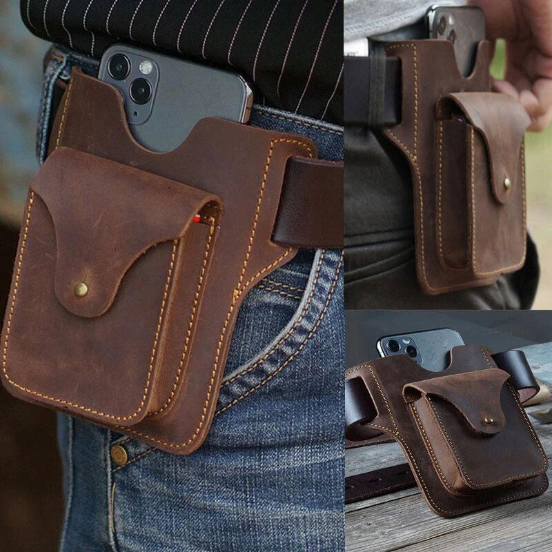 <Shipped within 24 hours> 7.2 Inch Leather Cell Phone Belt Bag