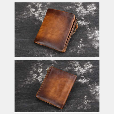 Retro Men's Brush Off Cowhide Leather Wallet Coin Purse Card Holder