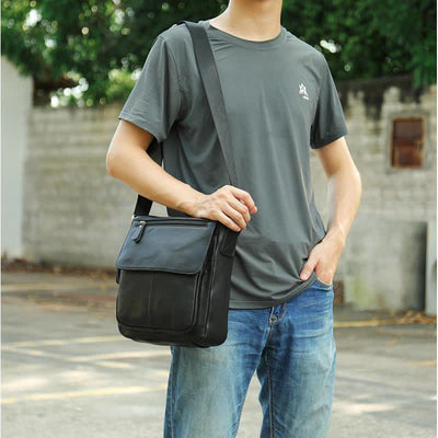 Men's Shoulder Bag Genuine Leather Small Messenger Bag Crossbody Bag