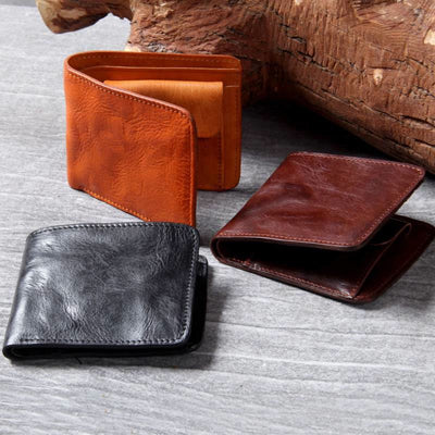 Retro Soft Bifold Wallet for Women Men Handmade Genuine Leather Wallet