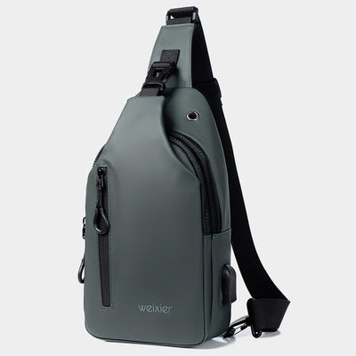 Multipurpose Waterproof Sling Bag Chest Bag for Men with USB Charger