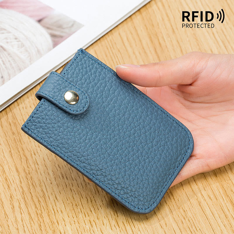 Pull-Out Card Hodler RFID Blocking Genuine Leather Short Purse Wallet