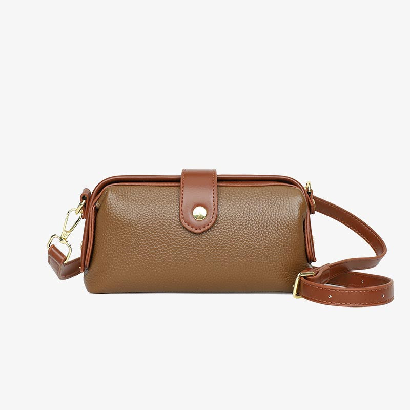 Horizontal Crossbody Bag Genuine Leather Elegant Purse For Commuter