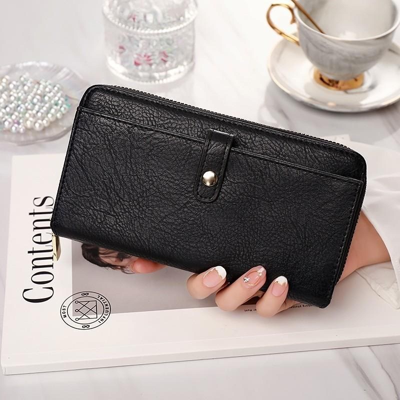 Womens Faux Leather Zip Around Wallet Clutch Credit Card Holder Purses