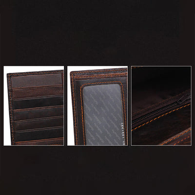 <Shipped within 24 hours> Real Leather Engraved Wallet For Men Retro Bifold Wallet