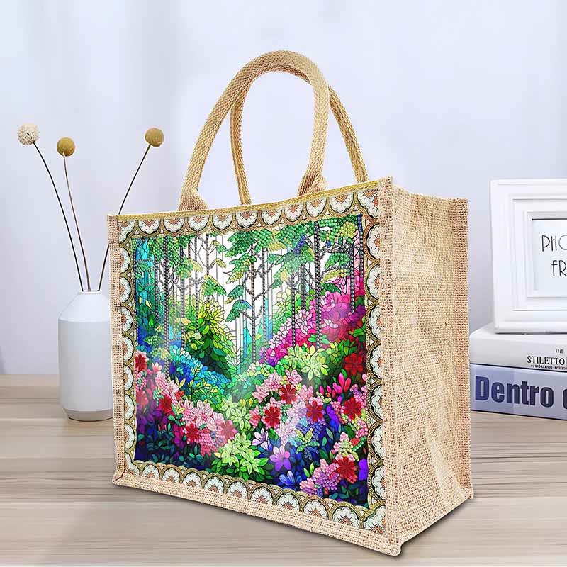 Rainforest DIY Diamond Air Painting Tote Resuable Linen Shoulder Bag