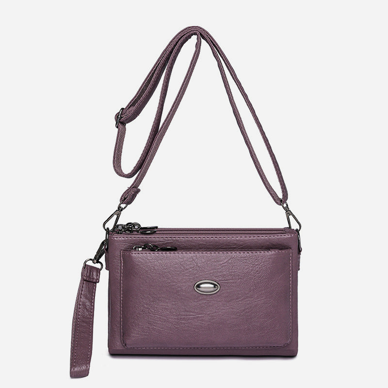 Plain Color Crossbody Bag For Women Vegan Leather Office Purse