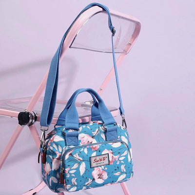 Nylon Crossbody Bag For Women Colorful Flower Printing Handbag