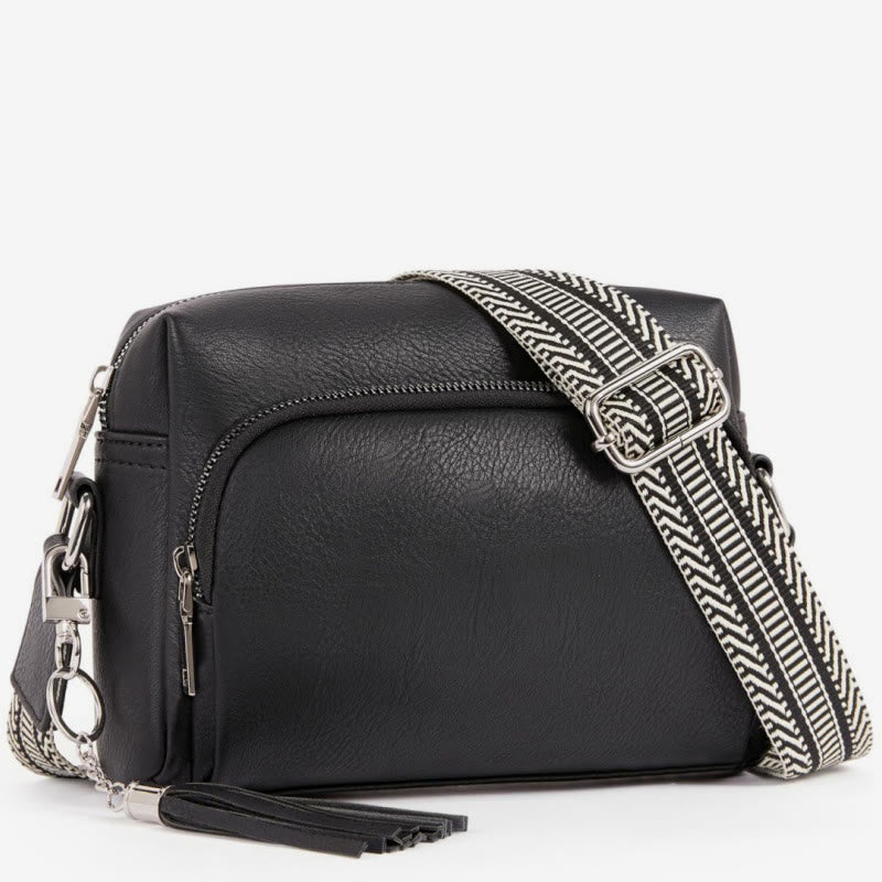 Trendy Faux Leather Crossbody Bag for Women Medium Tassel Shoulder Purses