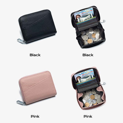 RFID Blocking Zip Around Wallet Small Card Holder Coin Purse Change Pouch