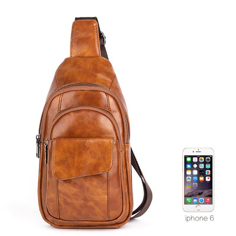 <Shipped within 24 hours> Genuine Leather Sling Backpack Shoulder Bag