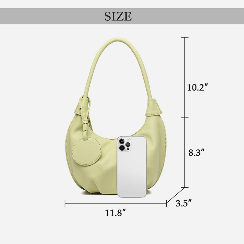 Plain Color Underarm Purse Pleated Leather Shoulder Bag For Women