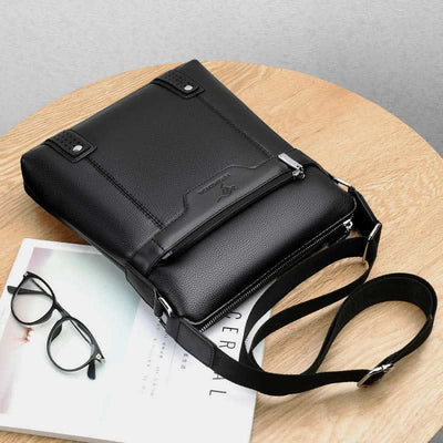 Small Leather Messenger Bag for Men Casual Business Handbag Crossbody Purse