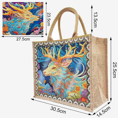 DIY Deer Diamond Air Painting Tote Creative Shopping Travel Handbag