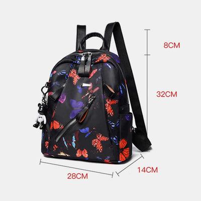 Women Waterproof Oxford Backpack Fashion Butterfly Print Light Travel Backpacks