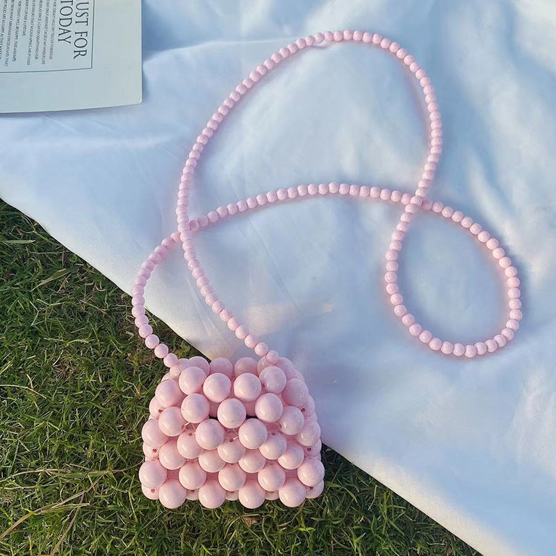 Mini Beaded Braided Bag For Girls Cute Crossbody Handbag