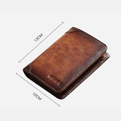 Genuine Leather RFID Multi-Card Bifold Wallet