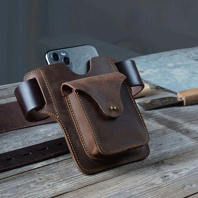 <Shipped within 24 hours> 7.2 Inch Leather Cell Phone Belt Bag