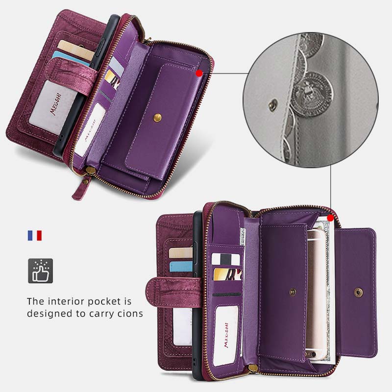 Wallet Case for iPhone 15/16 Series Magnetic Detachable Wallet Purse