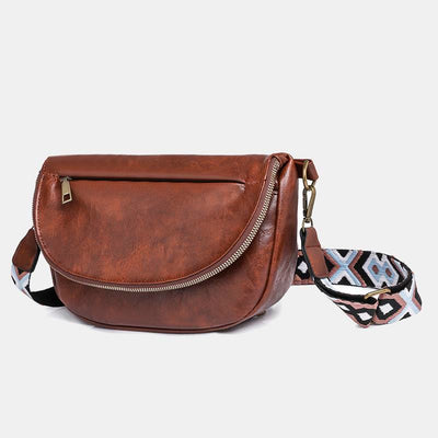 Retro Crossbody Bag For Women Bohemia Wide Strap Underarm Bag