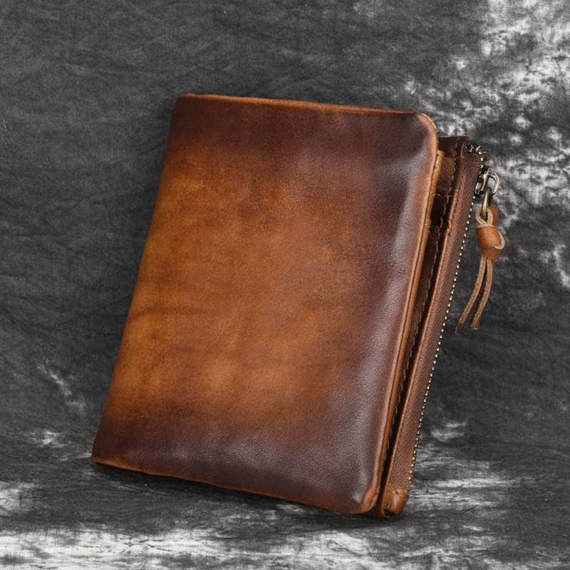 Retro Men's Brush Off Cowhide Leather Wallet Coin Purse Card Holder