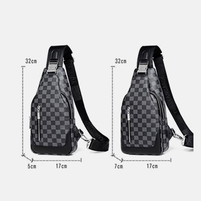 <Shipped within 24 hours> Double Layer PU Leather Sling Bag Plaid Crossbody Bag