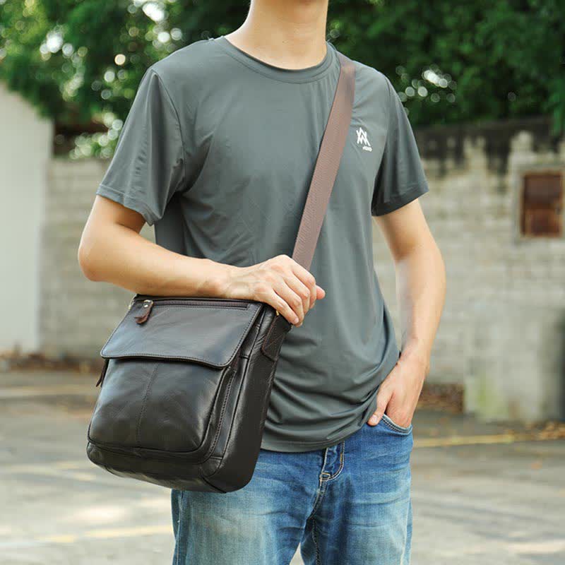 Men's Shoulder Bag Genuine Leather Small Messenger Bag Crossbody Bag