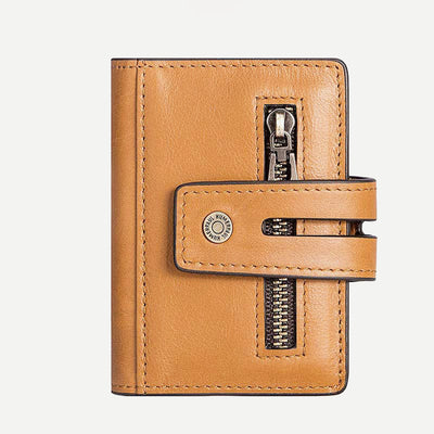 Genuine Leather Mens RFID Blocking Wallet Quick Access Card Holder