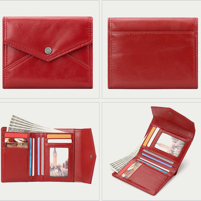 RFID Wallet For Women Envelope Style Genuine Leather Shopping Purse