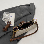 Woven Pattern Underarm Purse Plain Color Chain Bag For Women