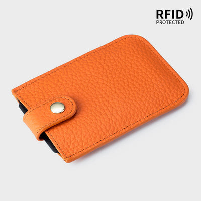 Pull-Out Card Hodler RFID Blocking Genuine Leather Short Purse Wallet