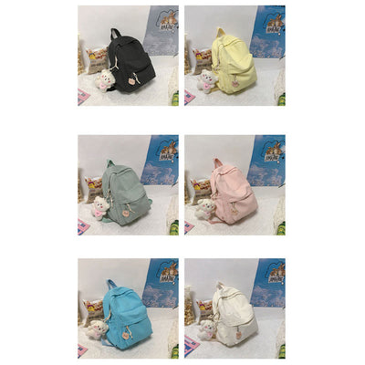 Backpack for Women Casual Cool Solid Nylon School Shoulder Bag