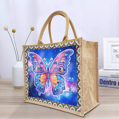 Apcufir Butterfly Diamond Painting Tote 5D DIY Linen Handbag Kits