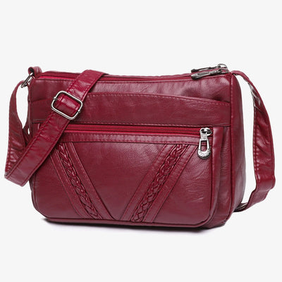 Multi-Compartment Crossbody Bag For Women Faux Leather Soft Purse