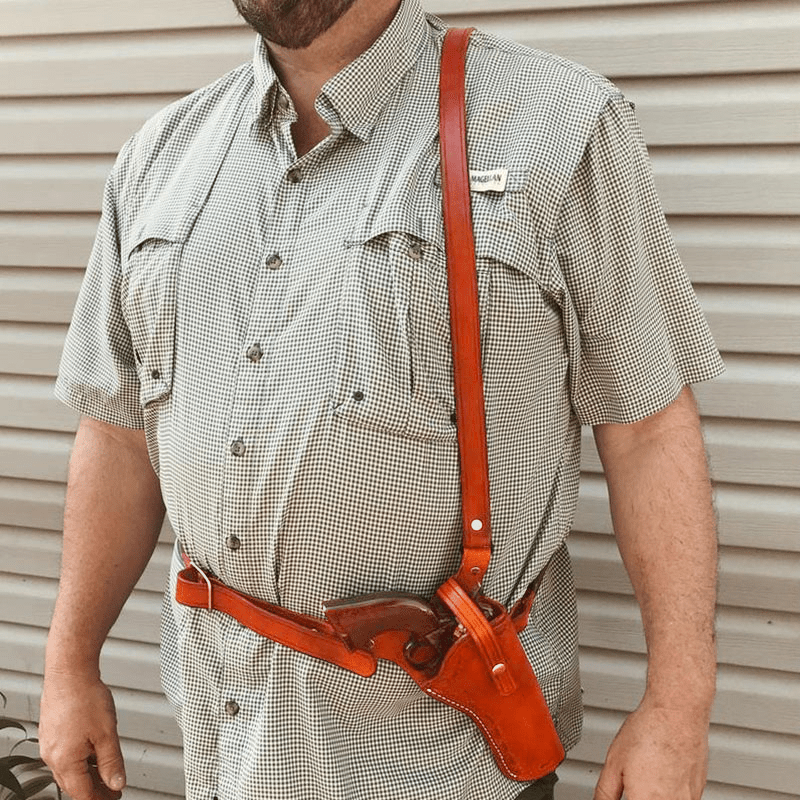 <Shipped within 24 hours> Medieval Handmade Leather Shoulder Holster Colt Style Single Harness Belt