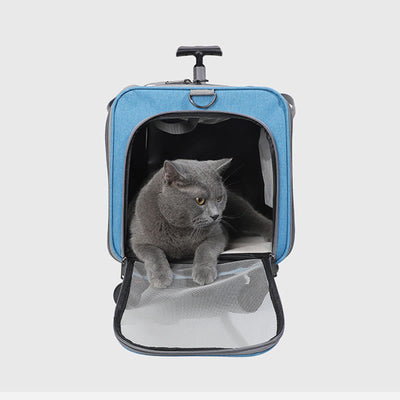 <Shipped within 24 hours> Rolling Pet Carrier Foldable Breathable Pull Rod Pet Bag