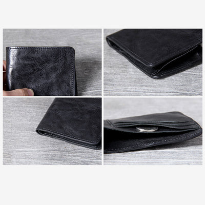 Retro Soft Bifold Wallet for Women Men Handmade Genuine Leather Wallet