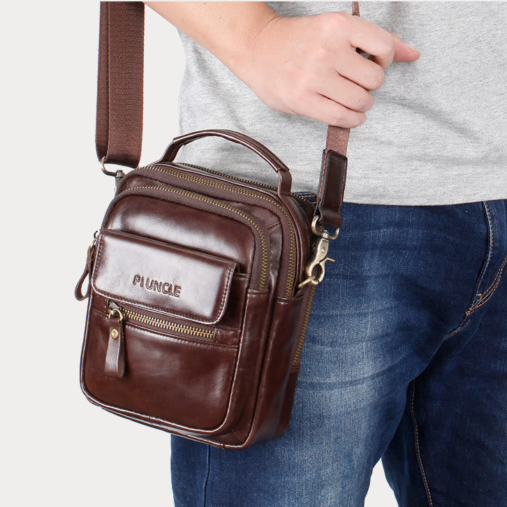 <Shipped within 24 hours> Men Business Portable Leather Crossbody Bag