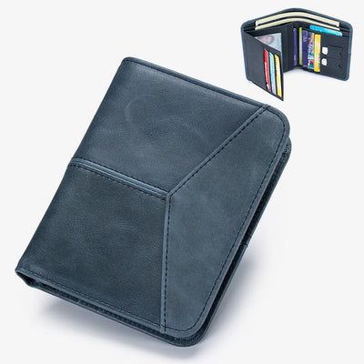 Mens RFID Bifold Trifold Wallet Plain Color Leather Multifunctional Purse